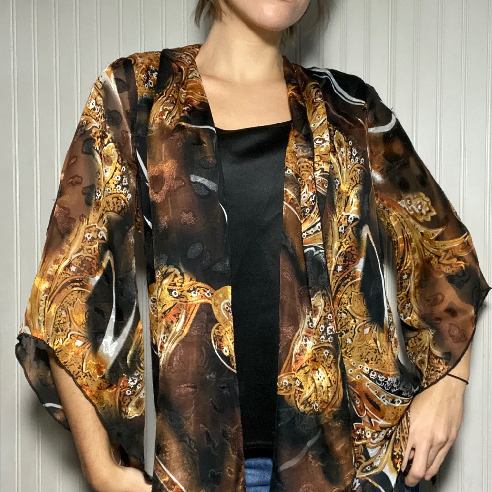 Steviw Nicks Style Whimsy Fairycore Paisley Micromesh Layered Trumpet Sleeve- XL